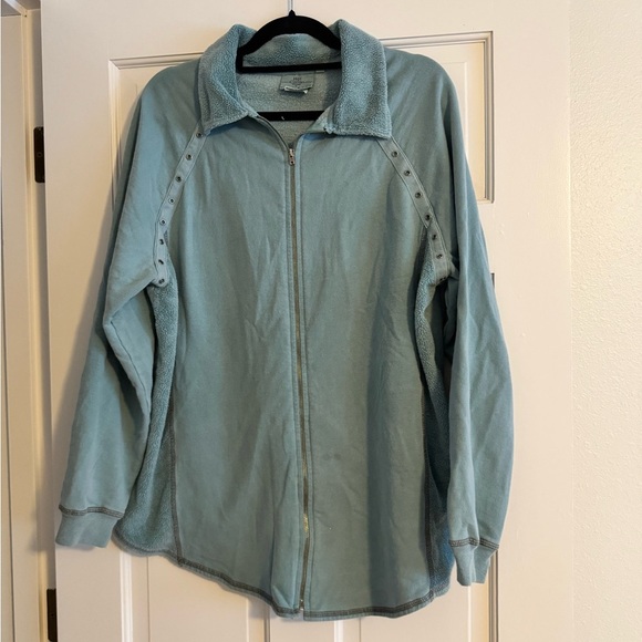 VTG Hot Cotton Marc Ware Women Lounge Set Sweatshirt Sweats Zip Blue 1X EUC - Picture 3 of 11